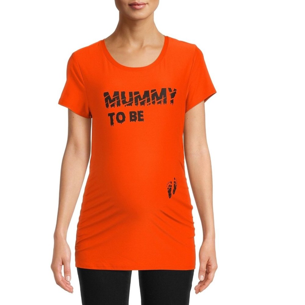 Womens Time and Tru Maternity "MUMMY TO BE" Halloween T-Shirt Size Med Large NWT